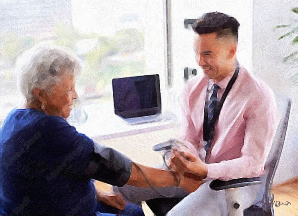 A doctor with an elderly patient A doctor with an elderly patient