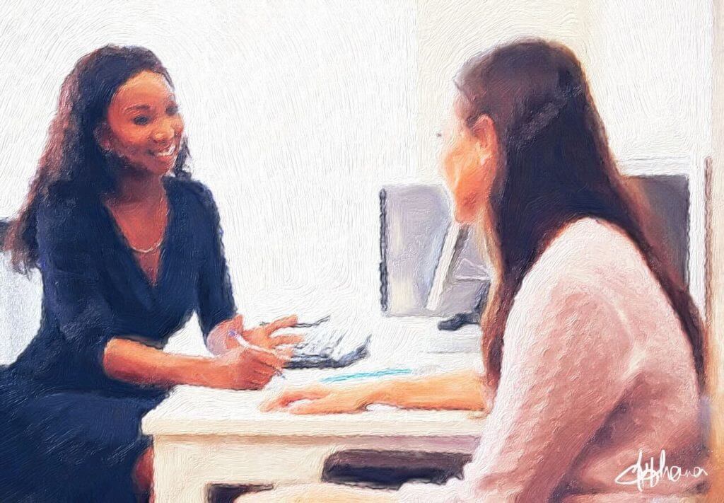 A recruiter speaking to a client