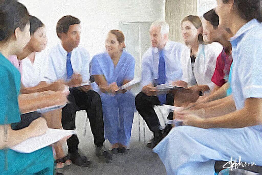Doctors and nurses in a meeting