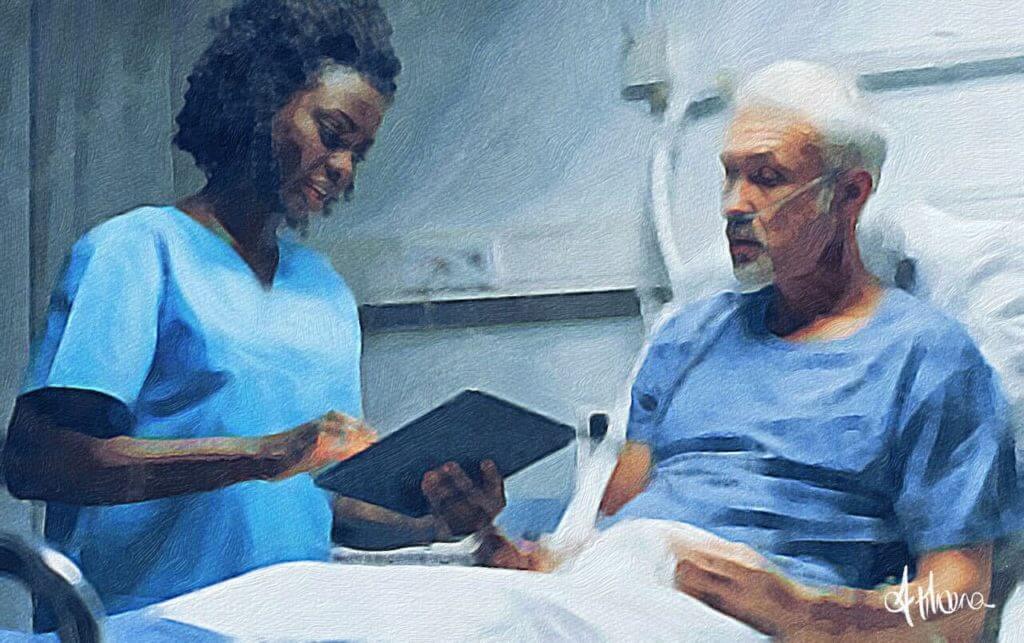 A nurse with an elderly patient