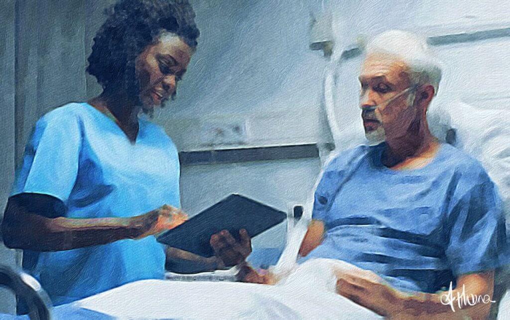 A nurse with an elderly patient A nurse with an elderly patient