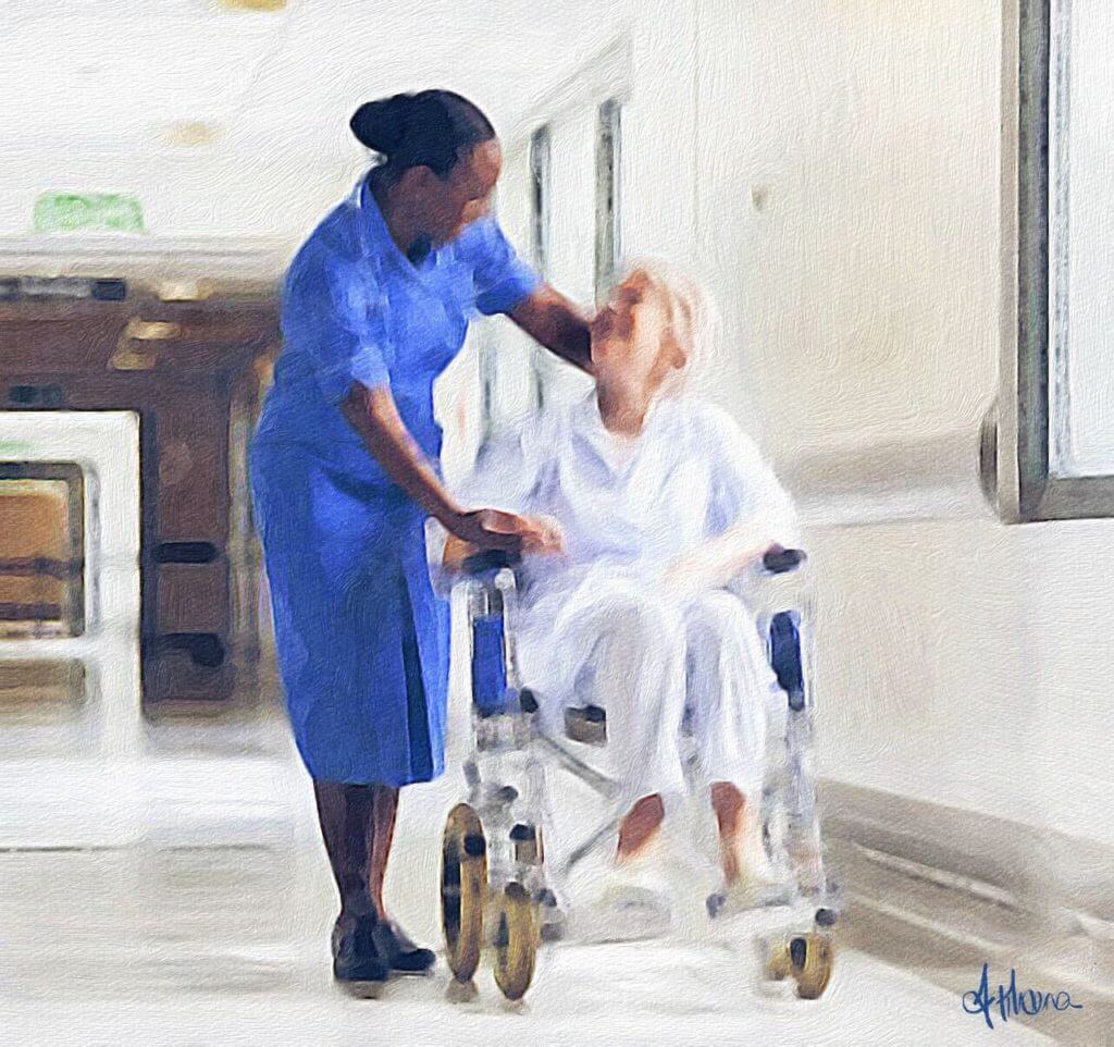 A nurse with an elderly patient
