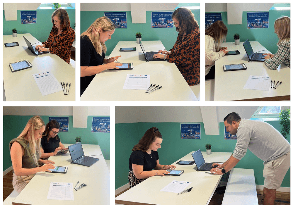 Athona employees registering to give blood or become an organ donor.